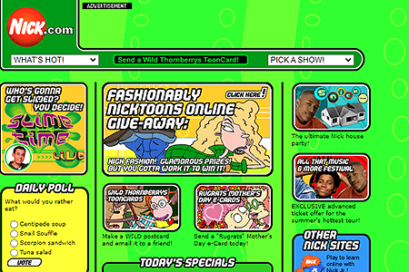 Nickelodeon website in 2000