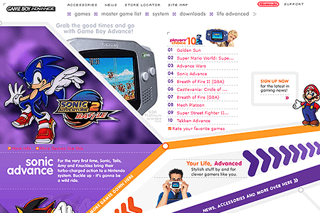 Nintendo Game Boy Advance website in 2002