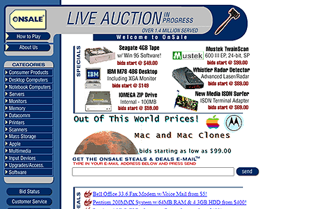 ONSALE website in 1997