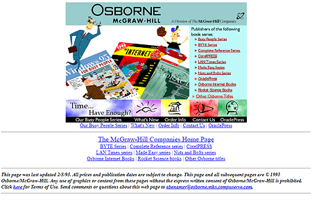 Osborne McGraw-Hill website in 1995