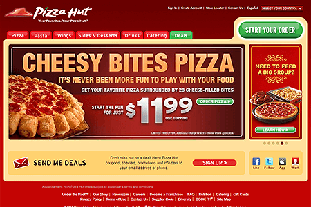 Pizza Hut website in 2010