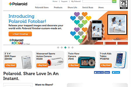 Polaroid website in 2013