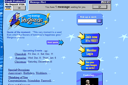 Regards.com website in 1999