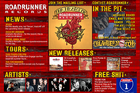Roadrunner Records website in 2002