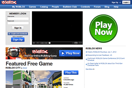 Roblox website in 2012