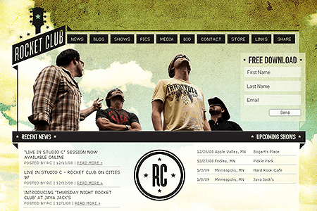 RocketClub website in 2008