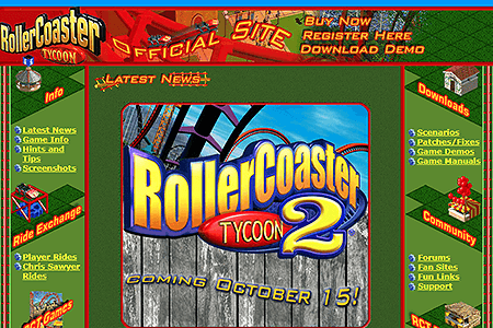 RollerCoaster Tycoon website in 2002