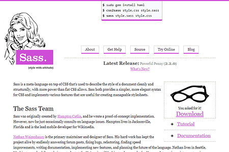 Sass-lang.com website in 2009