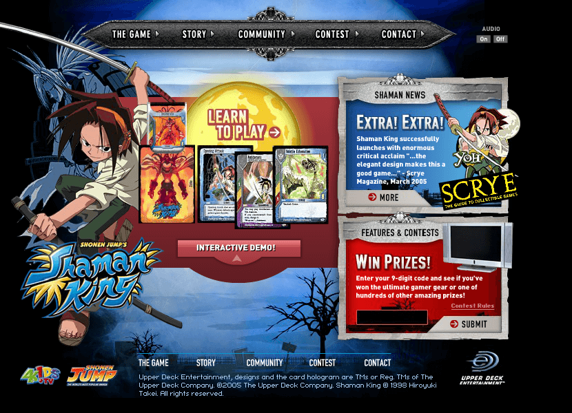 Shaman King flash website in 2005