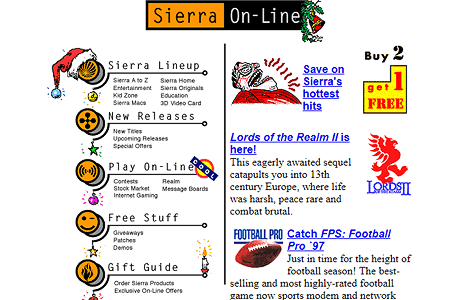Sierra On-line website in 1996
