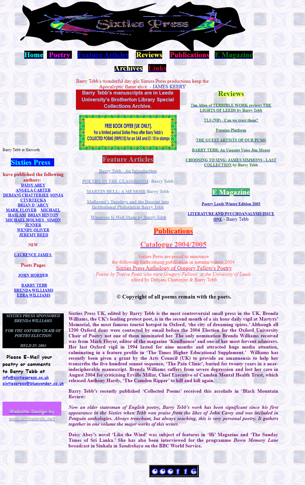 Sixties Press Poetry Magazine website in 2004