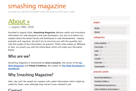 Smashing Magazine website in 2006