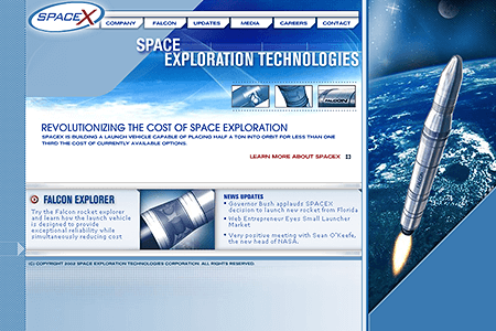 SpaceX website in 2002