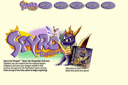 Spyro the Dragon website in 1999