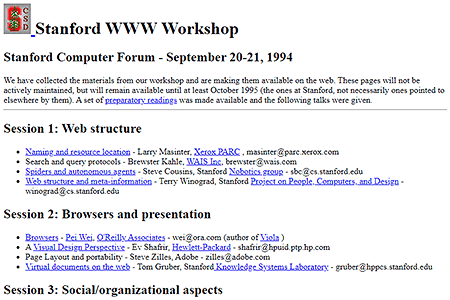 Stanford WWW Workshop website in 1994