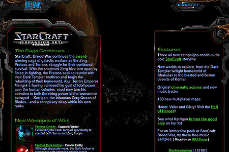 StarCraft website in 2000