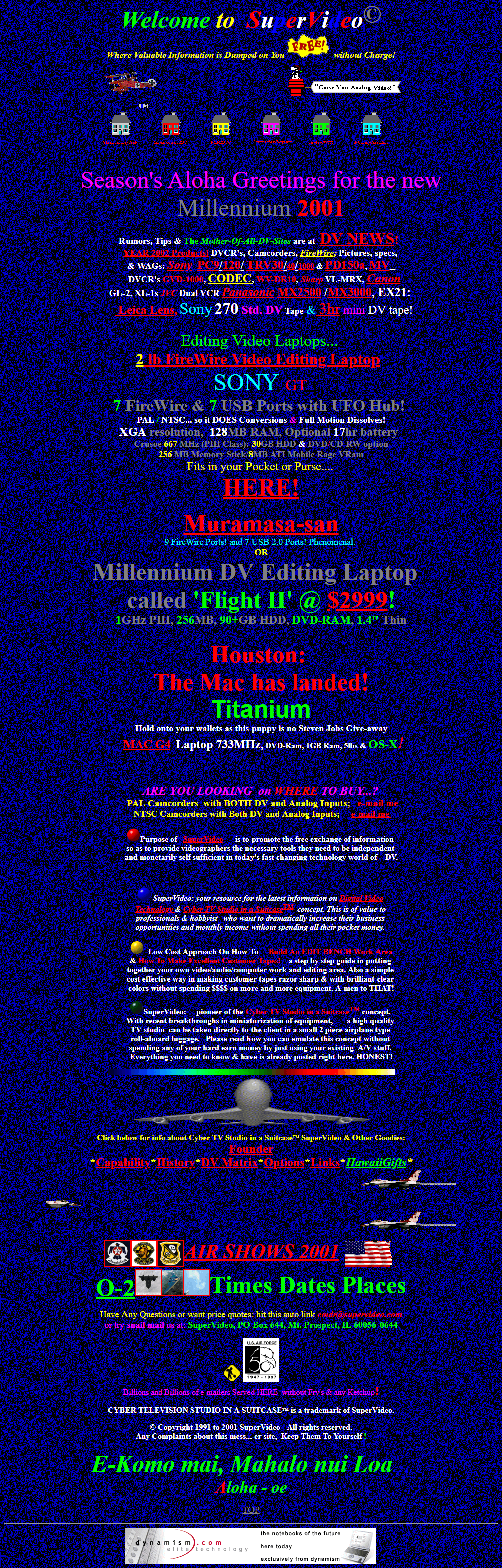 SuperVideo website in 2001