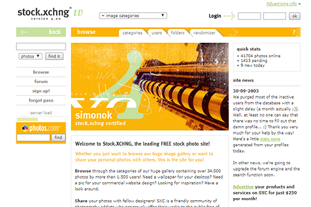 stock.xchng website in 2003