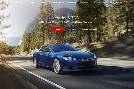 Tesla website in 2015