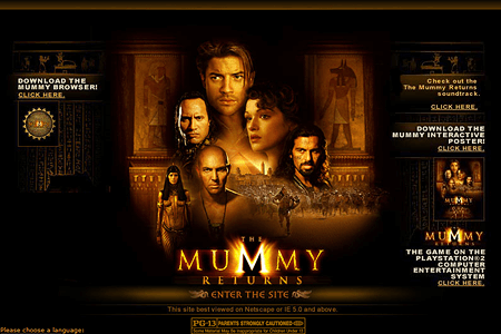 The Mummy Returns flash website in 2001