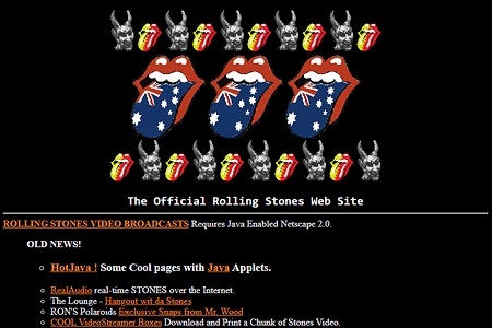 The Official Rolling Stones Web Site in 1996