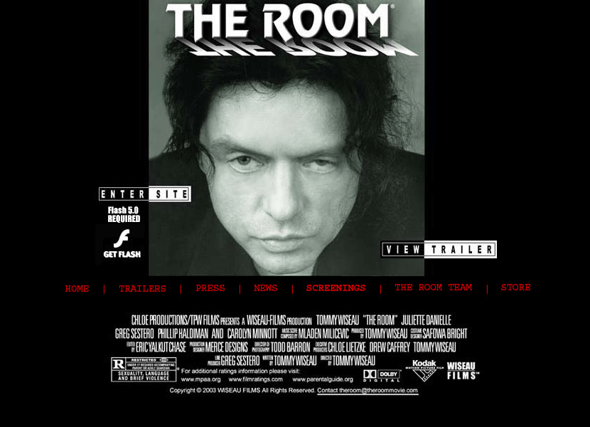 The Room Movie website in 2003