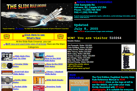 The Slide Rule Universe website in 2006