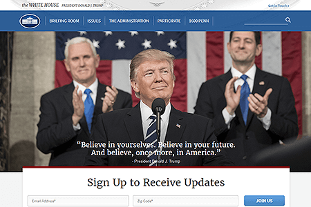 The White House website in 2017