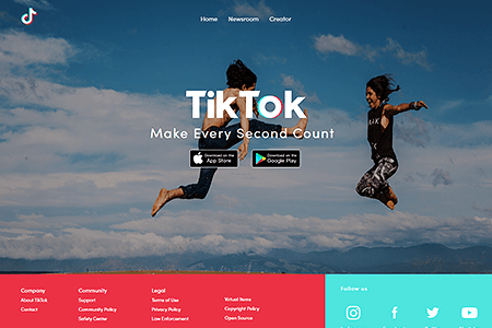 TikTok website in 2018