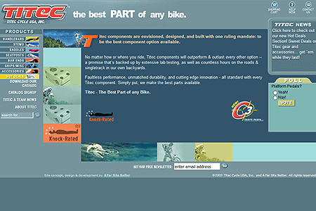 Titec Cycle USA website in 2003