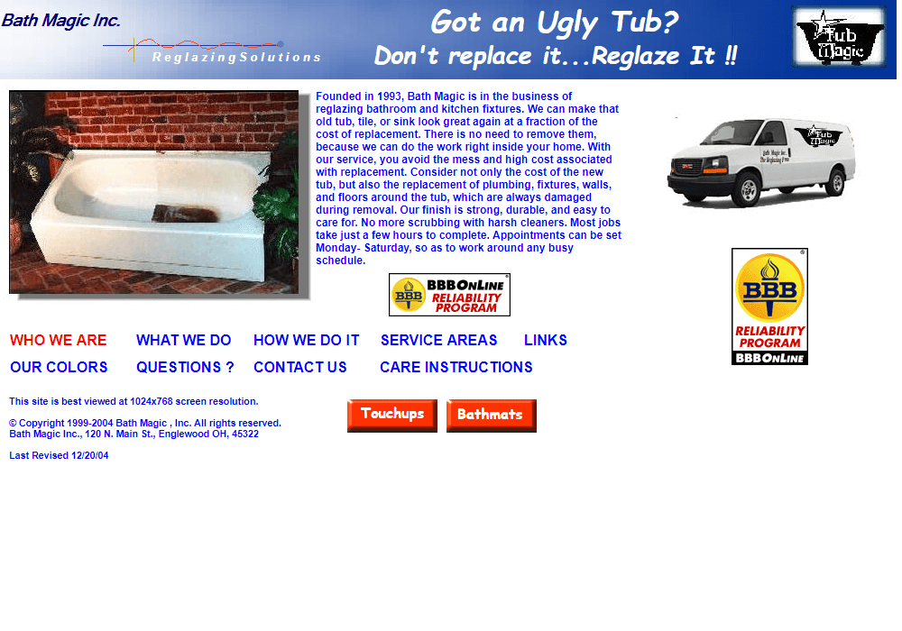 Ugly Tub website in 2006