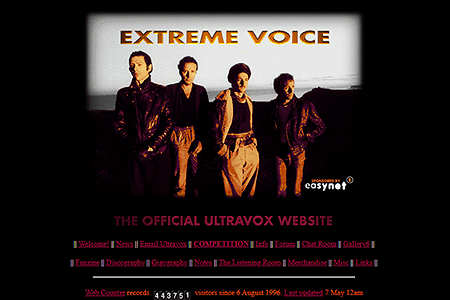 Ultravox website in 1997