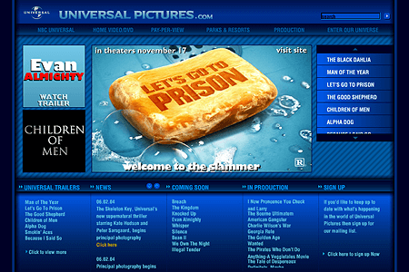 Universal Pictures website in 2004