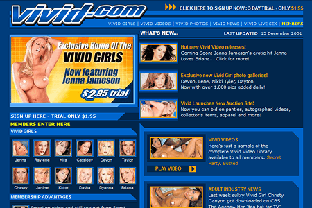 Vivid website in 2001