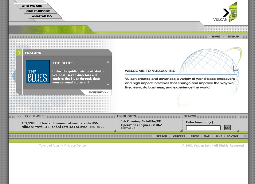 Vulcan website in 2002