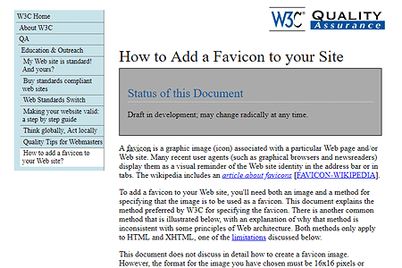 W3C – How to Add a Favicon to your Site