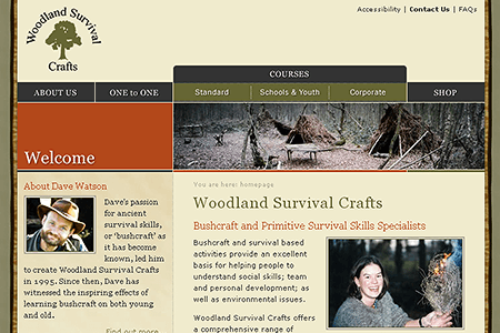 Woodland Survival Crafts website in 2005