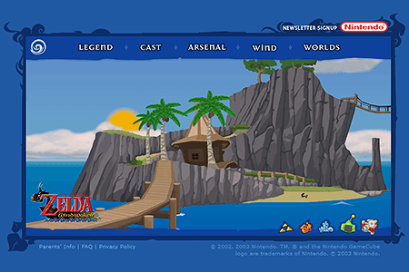 The Legend of Zelda: The Wind Waker website in 2003